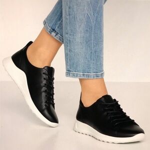 ECCO Flexure Runner Leather Shoes Sneakers Black Women’s Size 10 EU 41
